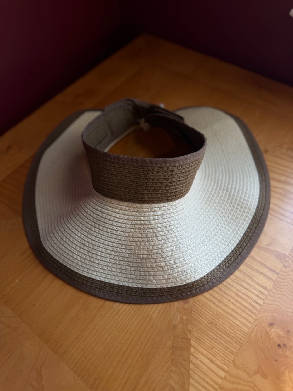Bijoux terner roll up straw Visor Sun Hat - Brown and Cream